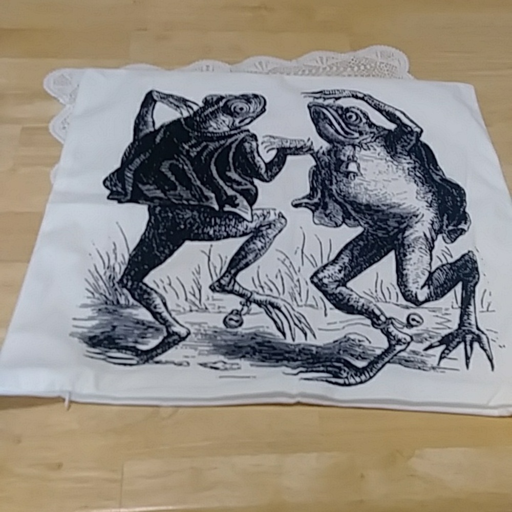 Medieval looking strange frogs pillow covers